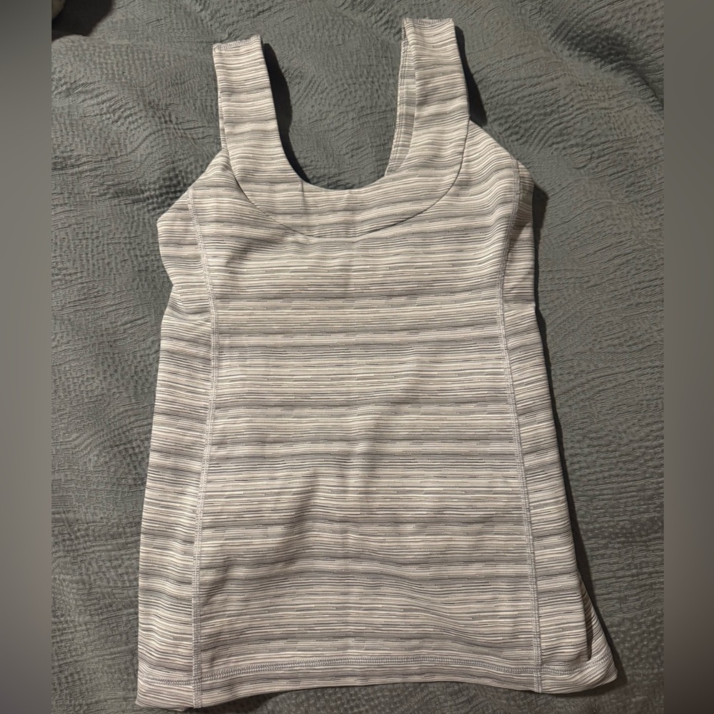 Lululemon Athletica Gray Fitted Tank Top Scoop Neckline